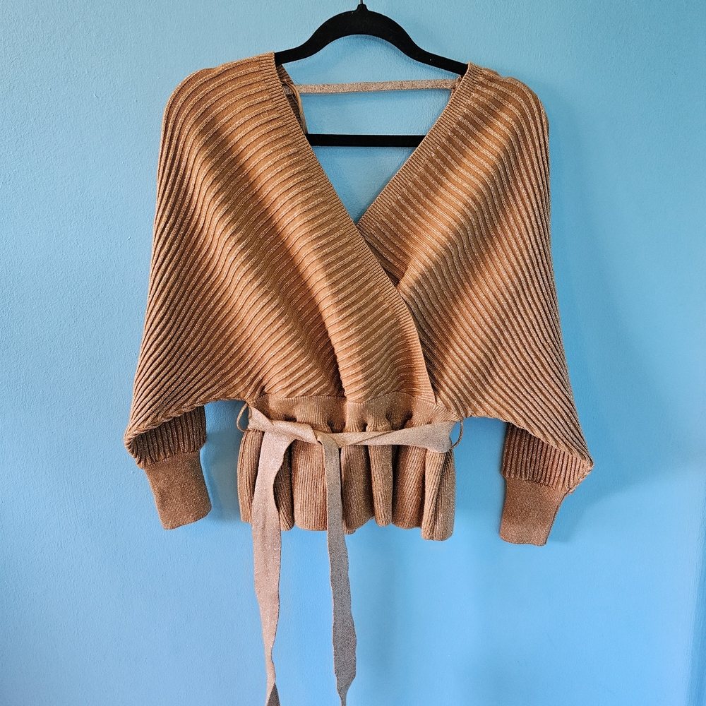 Chic Tan Women's Wrap Sweater